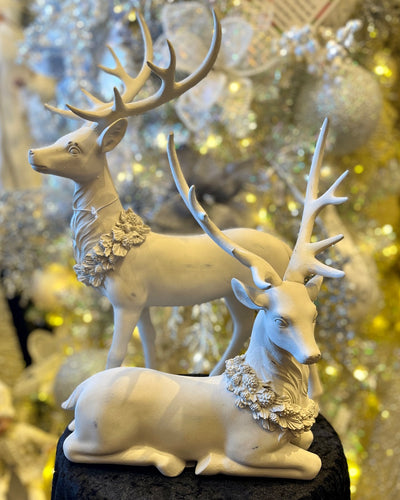 SET OF 2 WHITE WASH RUSTIC DEER 4511395
