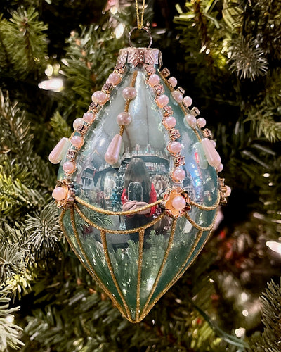 BLUE PEARL JEWELLED TEARDROP 5 INCH GLASS ORNAMENT 4524986