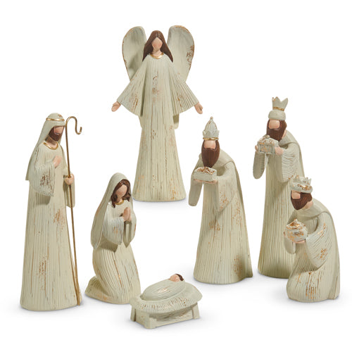 RUSTIC IVORY 8 INCH SET OF 7 NATIVITY 4512247