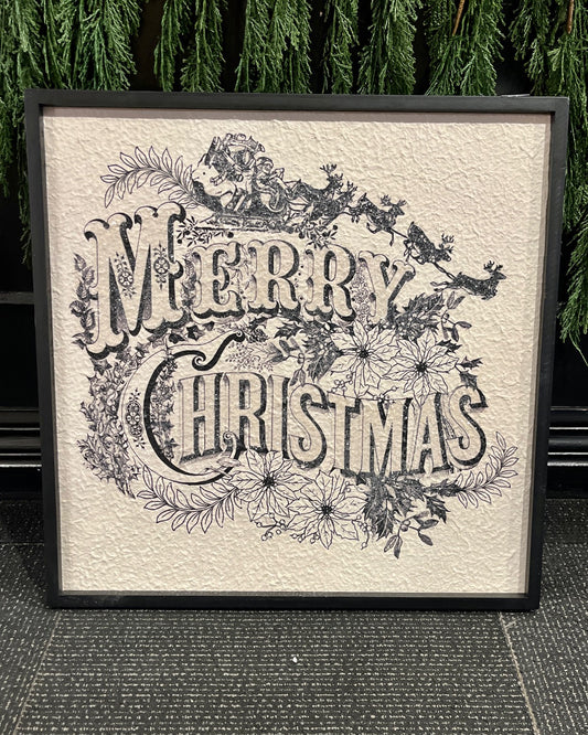 VINTAGE MERRY CHRISTMAS BLACK & WHITE WALL ART 4559126