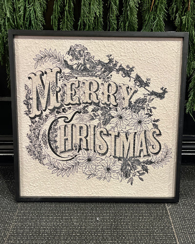VINTAGE MERRY CHRISTMAS BLACK & WHITE WALL ART 4559126