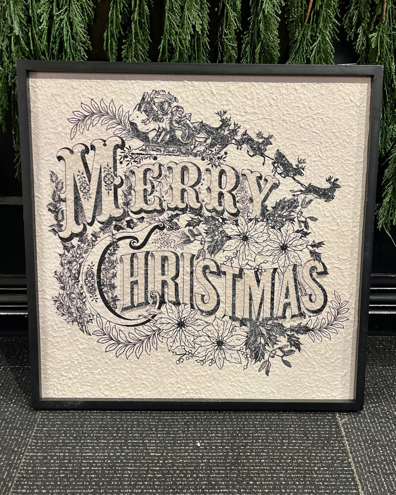 VINTAGE MERRY CHRISTMAS BLACK & WHITE WALL ART 4559126