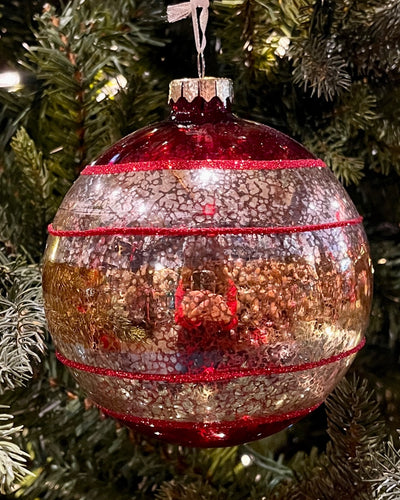 RED VINTAGE 5 INCH ROUND GLASS ORNAMENT 4524917