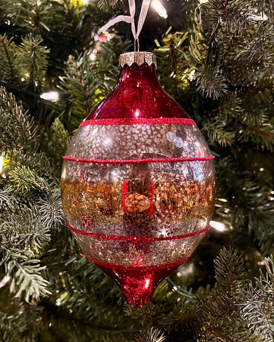 RED VINTAGE 5 INCH TEARDROP GLASS ORNAMENT 4524917