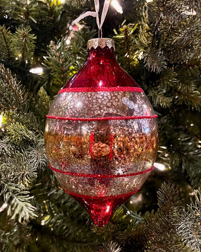 RED VINTAGE 5 INCH TEARDROP GLASS ORNAMENT 4524917