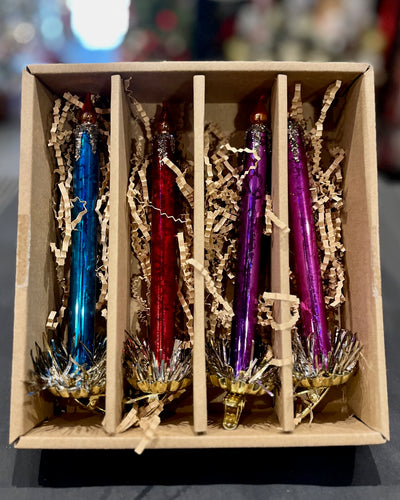 BOX OF 4 MULTICOLOUR CLIP ON 8 INCH CANDLE ORNAMENTS 4524929