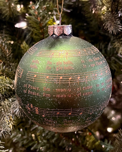GREEN SHEET MUSIC 3 INCH ROUND GLASS ORNAMENT 4329016