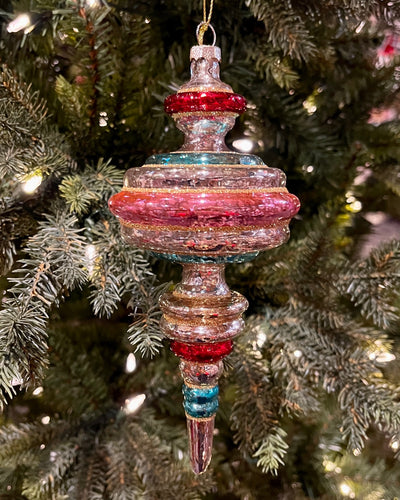 MULTICOLOUR VINTAGE FINIAL 7 INCH GLASS ORNAMENT  4524908