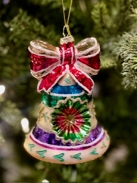 VINTAGE GLASS BELL REFLECTOR ORN PURPLE 4.5 INCH 4524896