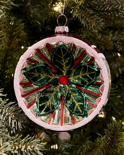 VINTAGE REFLECTOR ROUND FLOWER SILVER 3.75 INCH ORNAMENT 4524919