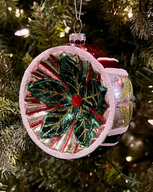 VINTAGE REFLECTOR ROUND FLOWER SILVER 3.75 INCH ORNAMENT 4524919