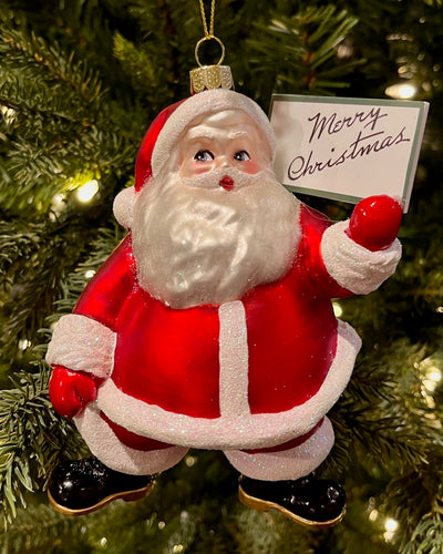 CHRISTMAS SANTA RETRO GLASS ORNAMENT 4552862