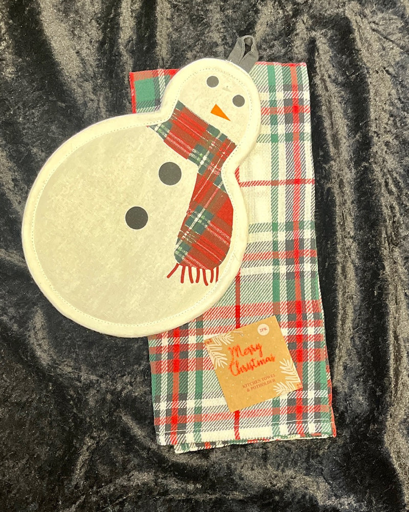 2 PACK SNOWMAN TEA TOWEL & POT HOLDER 8451-PK
