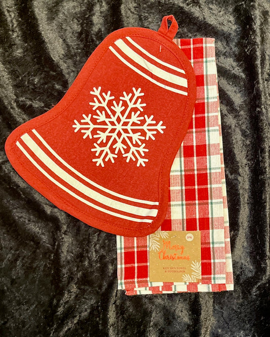 2 PACK BELL TEA TOWEL & POT HOLDER 8451-PK