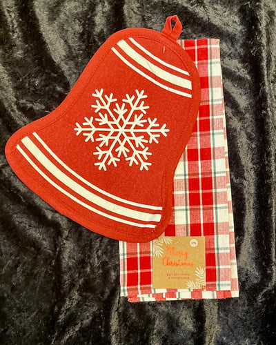 2 PACK BELL TEA TOWEL & POT HOLDER 8451-PK