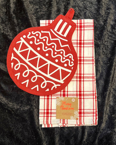 2 PACK ORNAMENT TEA TOWEL & POT HOLDER 8451-PK