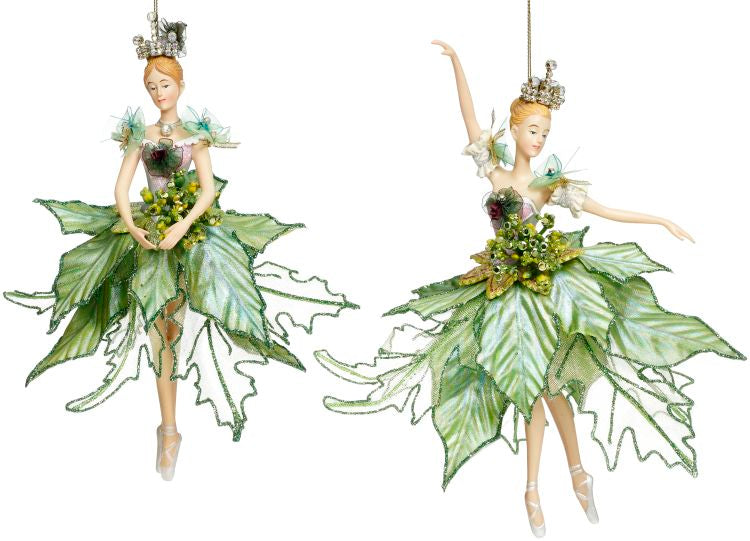 MARK ROBERTS GREEN BALLERINA WITH ARMS DOWN ORNAMENT 36-54232