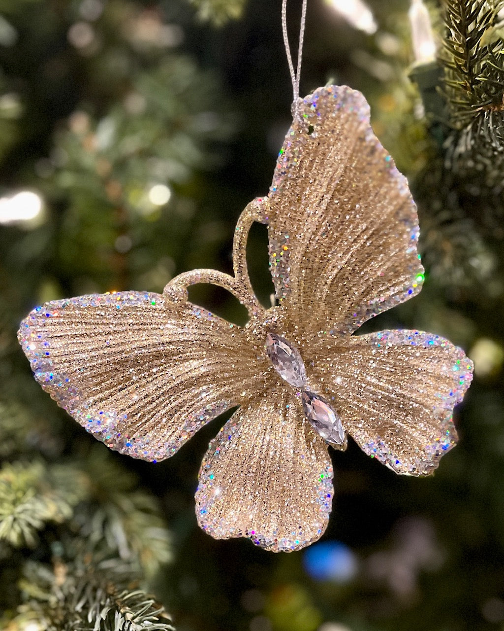 ACRYLIC BUTTERFLY CHAMPAGNE ORNAMENT XASSDB2 