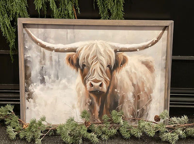 "WINTERY COO" FRAMED CANVAS ARTWORK