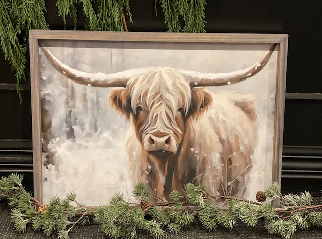 "WINTERY COO" FRAMED CANVAS ARTWORK