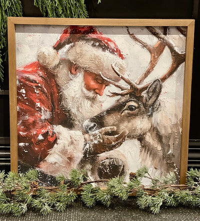 "SANTA'S FAITHFUL COMPANION" FRAMED CANVAS ARTWORK