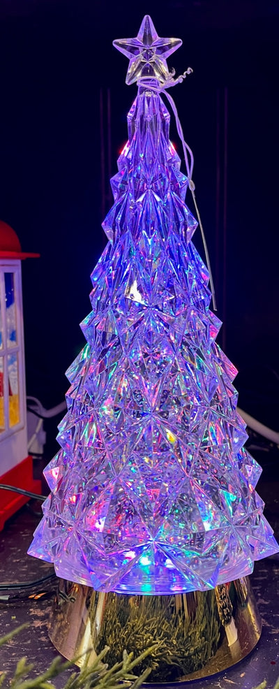 GLITTER LANTERN LARGE GLITTER TREE LANTERN SILVER BASE XACTREE29