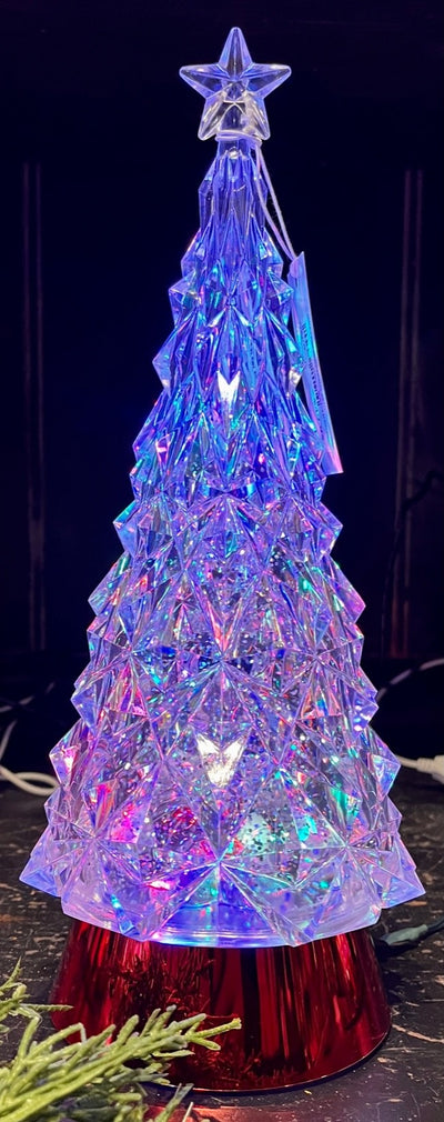 GLITTER LANTERN LARGE GLITTER TREE LANTERN WITH RED BASE XACTREE29
