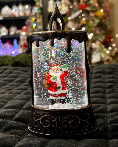LED MINI SNOWGLOBE - SANTA WAVING CANDLE XAC479