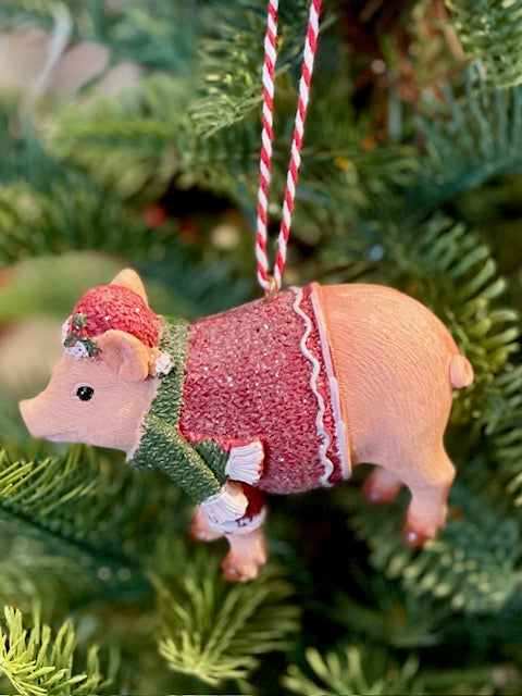 CHRISTMAS PIG HANGING ORNAMENT XM832