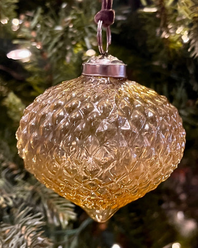 QUILTED AMBER CLEAR ONION ORNAMENT CV6104