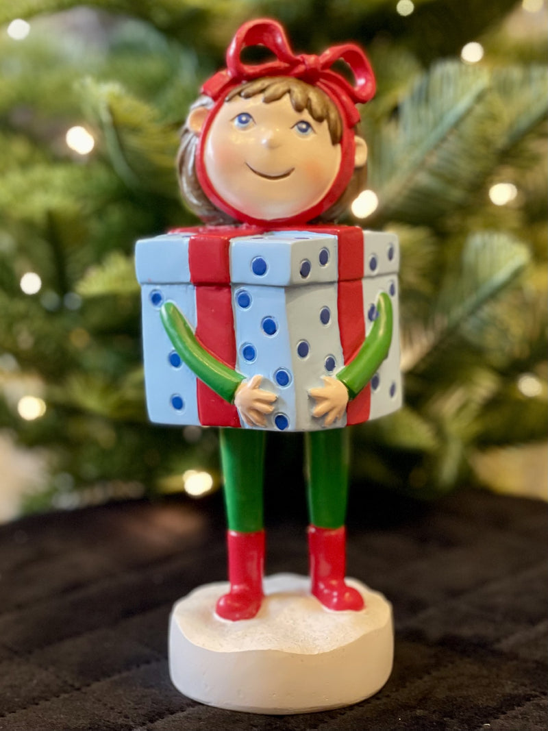 XMAS GIFT GIRL TABLE PCE 18CM X3803