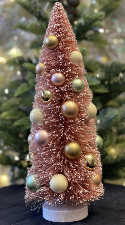 PINK GLITTER DECORATED BRISTLE TREE 30CM X3685