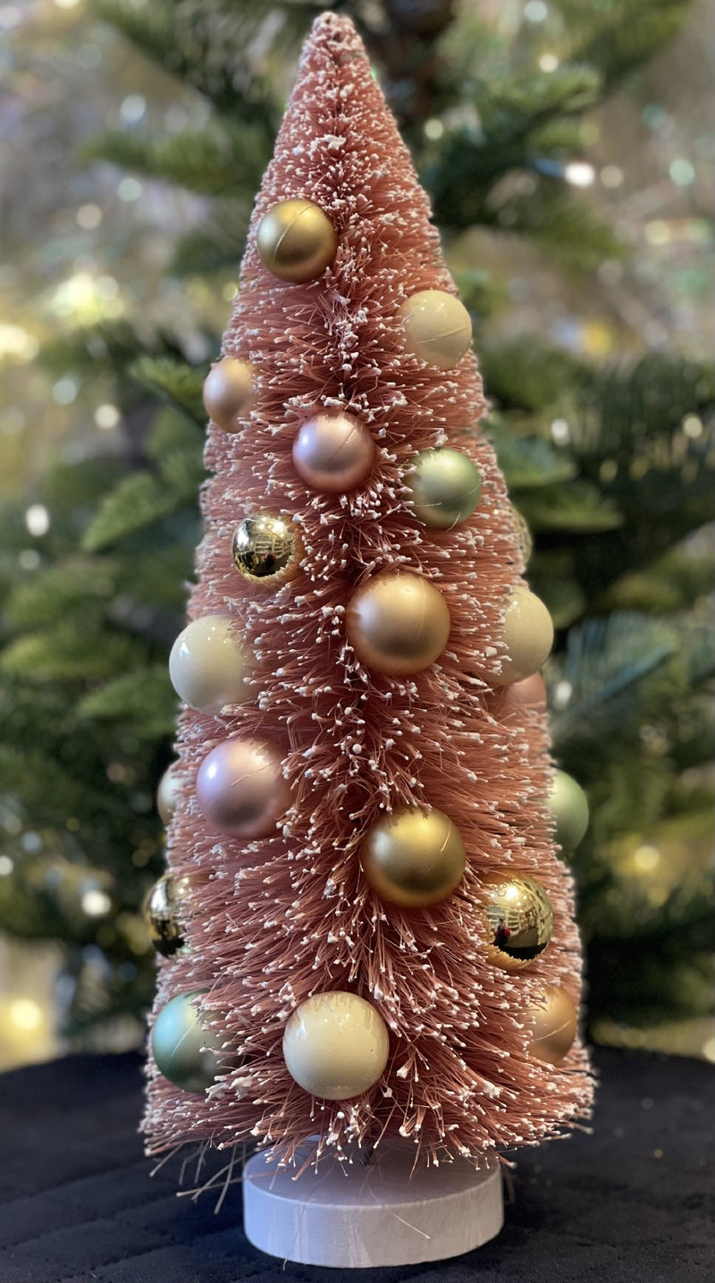 PINK GLITTER DECORATED BRISTLE TREE 30CM X3685