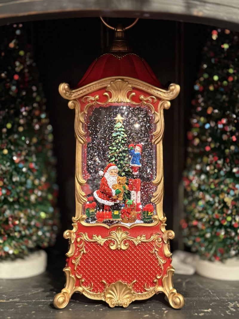 GLITTER LANTERN - RED ELEGANCE SANTA LANTERN 36B
