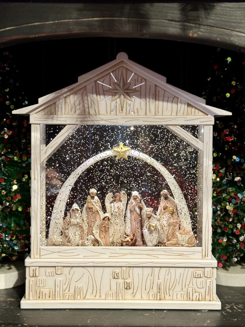 GLITTER LANTERN - MODERN NATIVITY MANGER  66A