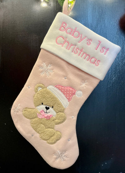 PINK BABY'S 1ST XMAS STOCKING 21296