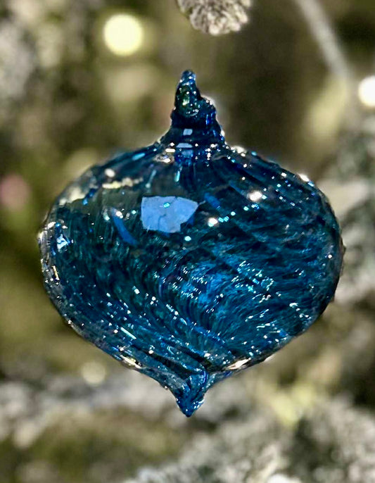 BLUE ONION SWIRL GLASS ORNAMENT 4523109