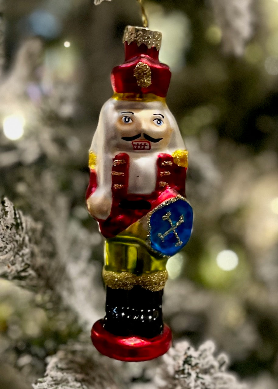 GLASS NUTCRACKER WITH RED COAT ORNAMENT 4523173