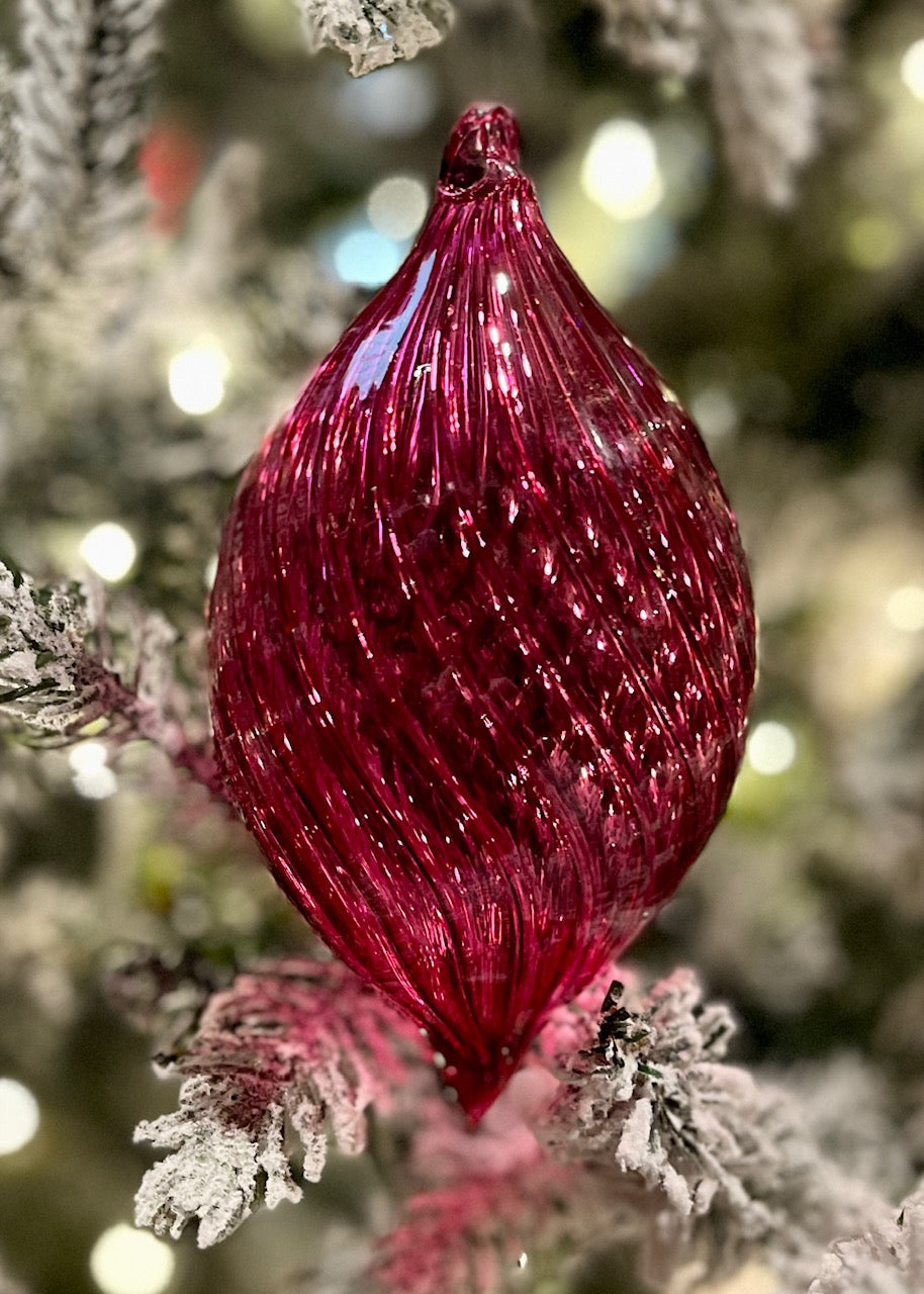 PINK SWIRL TEARDROP GLASS ORNAMENT 4523104