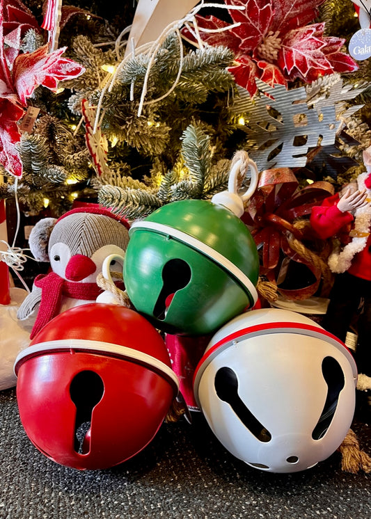 RED METAL 18CM BELL ON ROPE XX12295