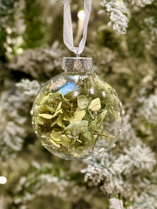 DRIED FLOWER CHRISTMAS BAUBLE - NATURAL / GREEN DP_XM_N