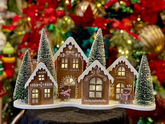 GINGERBREAD VILLAGE LED WITH TREES JS55