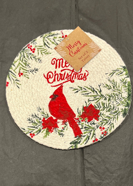 CARDINAL PRINTED BRAIDED TRIVET 2 PACK 1026-CHP