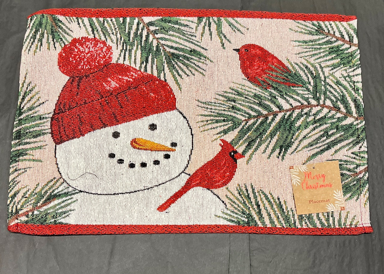 SNOWMAN WITH BEANIE TAPESTRY PLACEMAT 116-P