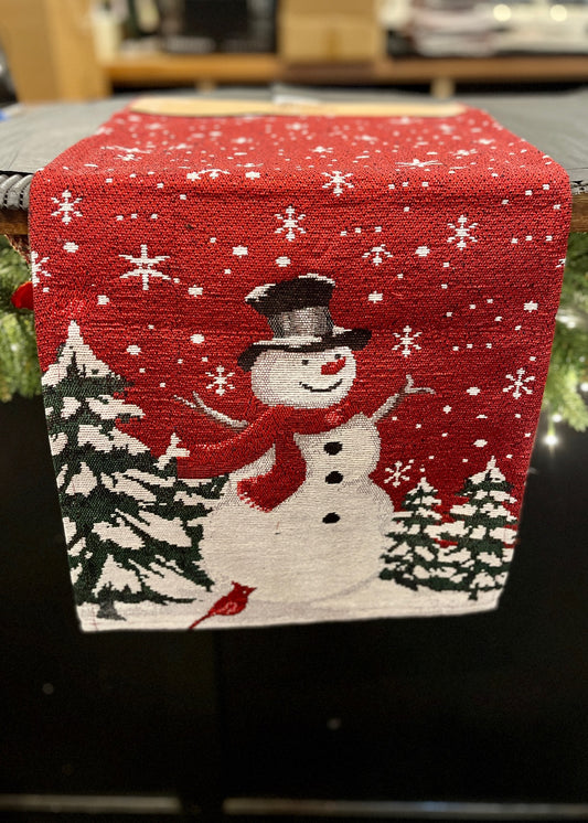 GLITTER SNOWMAN TAPESTRY RUNNER 916-RX