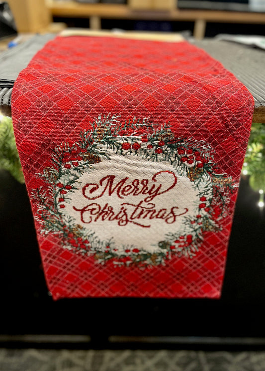 TARTAN MERRY CHRISTMAS TAPESTRY TABLE RUNNER 974-RX
