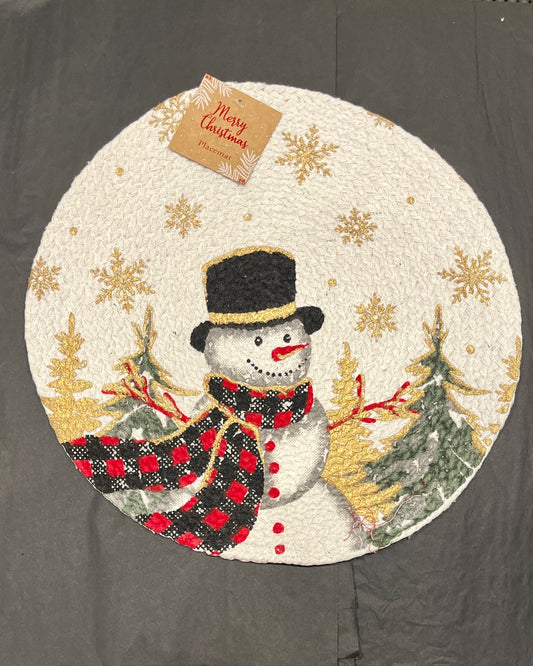 SNOWMAN PRINTED BRAIDED TRIVET CBRD-PM