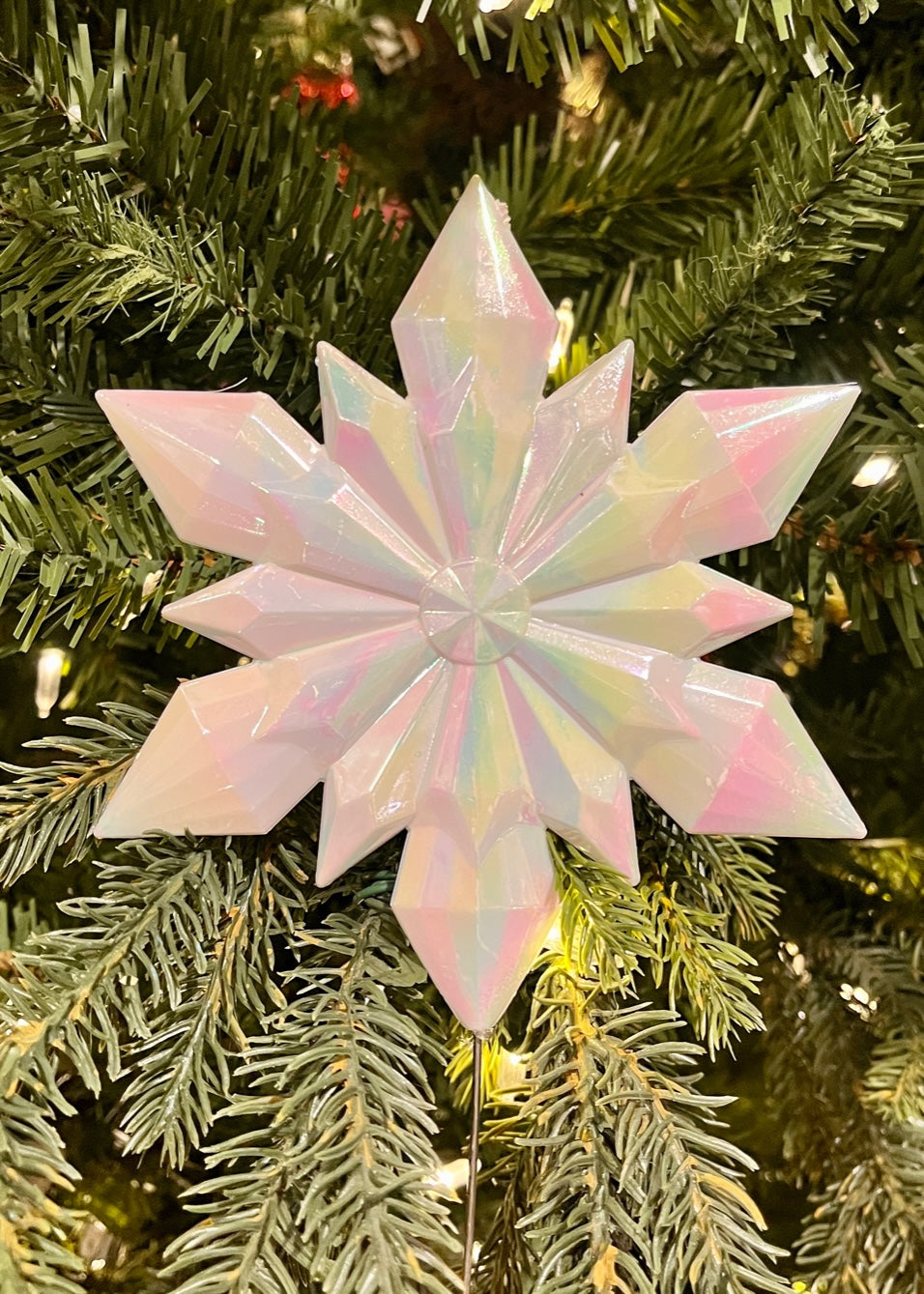 WHITE IRRIDESCENT SNOWFLAKE TREE TOPPER B X434888