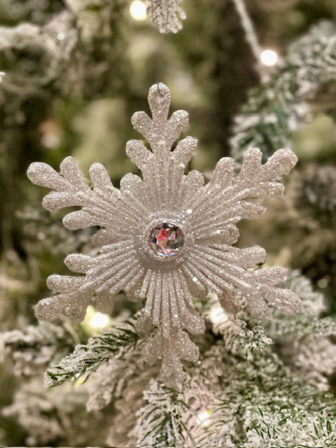 WHITE GLITTER STAR SHATTERPROOF ORNAMENT X417683