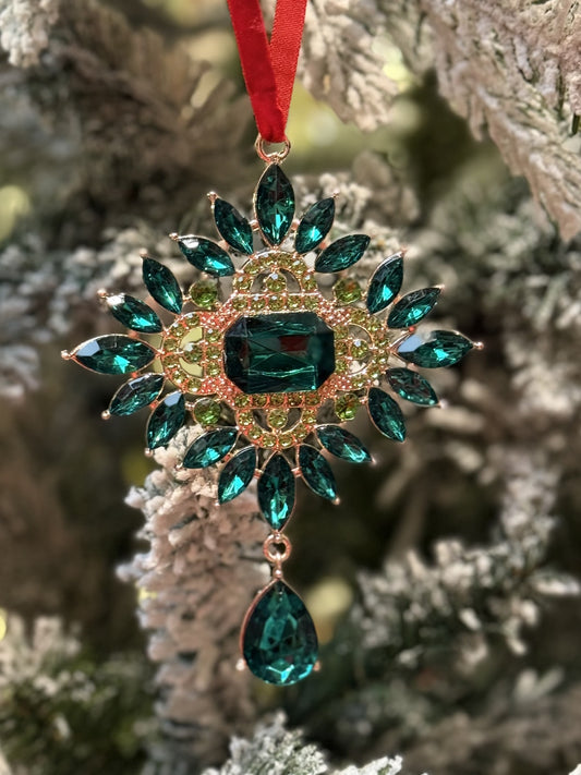 GREEN SNOWFLAKE CRYSTAL DROP ORNAMENT X434581